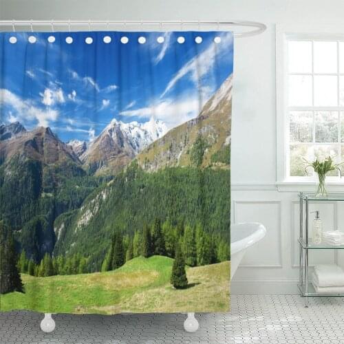 Blue Mountain Beautiful View of The Austrian Alps Austria Shower Curtain Waterproof Polyester Fabric 72 x 78 Inches Set