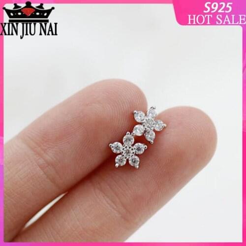 S925 sterling silver small fresh temperament mini petal simple wild allergy earrings women