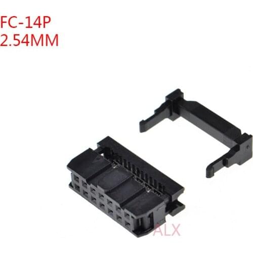 10PCS FC-14p IDC SOCKET pitch 2.54MM JTAG ISP PLUG CONNECTOR DOUBLE ROW FEMALE 2x7PIN 14PIN 14P FOR IDC BOX HEADER for cable