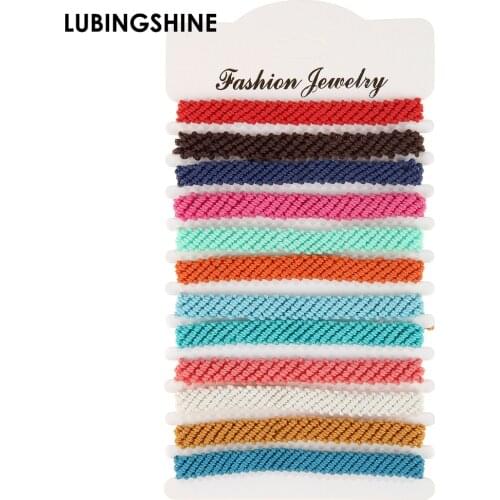 12 colors/set Blue Pink Red Woven Rope Bracelet Simple Style Handmade Braided Rope Adjustable Bracelets For Women Men Jewelry