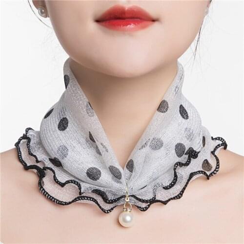17 Styles Pearl Lace Variety Scarf Dropshipping Pearl Decoration Gold Thread Lace Summer Women Elegant Ruffled Scarf