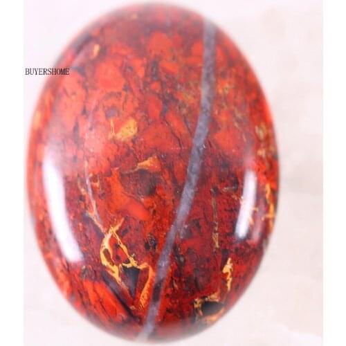 2Pcs CAB Cabochon 22x30MM Oval Natural Stone Bead For Making Necklace Bracelet Earrings Red Breciated Jaspe K528