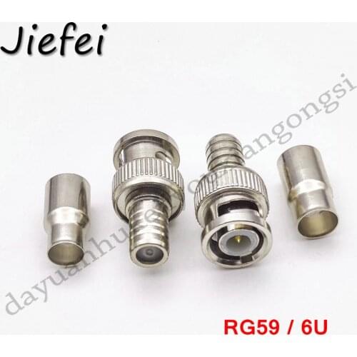 20-200PCS BNC Male Crimp Type Connector To RG59 / 6U To Coaxial Coaxial adapter Cable For CCTV Camera