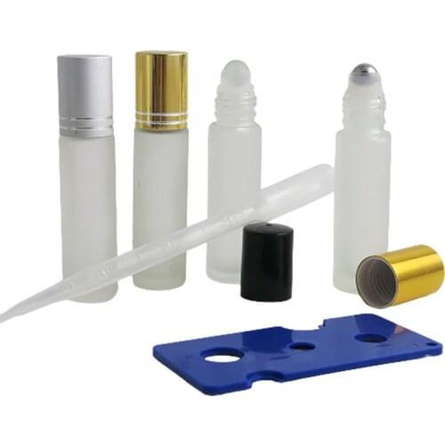 200 x 10ml frosted glass roll on perfume bottle with black lids Aluminum Cap one plastic piepette one pcs