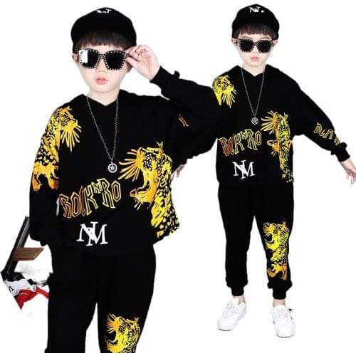 2021 Boys Casual Sport Suit Kids Clothes Fashion Cartoon Tiger Print Long Sleeve+ Pants Childrens Set Kids Clothes 4-12 Years