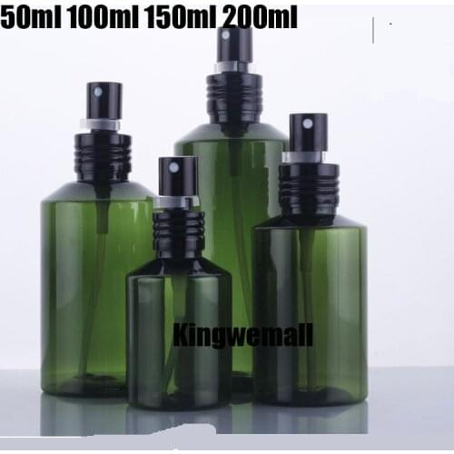 300PCS/lot 200ml PET Spray Bottle, 200cc Plastic Dark Green Bottle with Black Sprayer Lids,Cosmetic Packaging