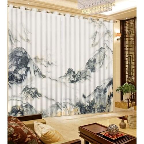 3d curtains bedroom curtain patterns custom curtains Black and white landscape painting home curtains decoration