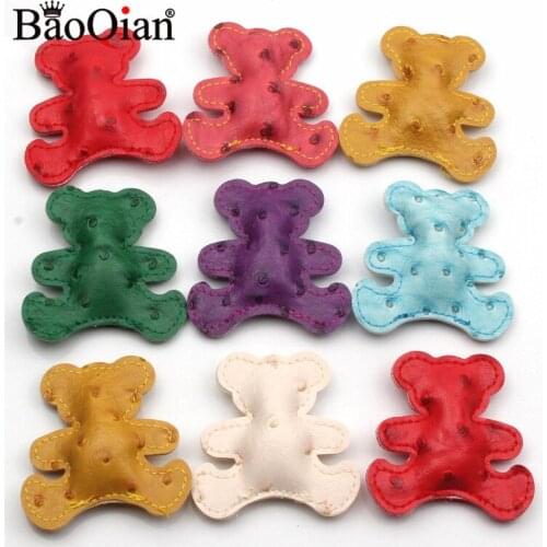 1pcs 60x65mm PU Leather Cartoon Bear Fit Diy Handbag Key Chain Hanging Ornament Home Decoration Crafts Sewing Accessories