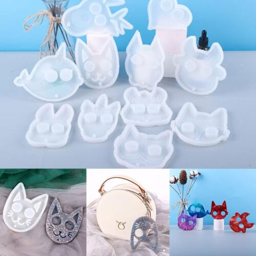 DIY Epoxy Mold 13 Cute Animal Head Defense Resin Keychain Silicone Mold Mirror Creative Handmade Jewelry