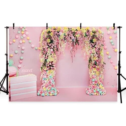 Photography backdrops sweet Pink Flower Arch Wedding children Red photo background wall baby shower backgrounds photo studio