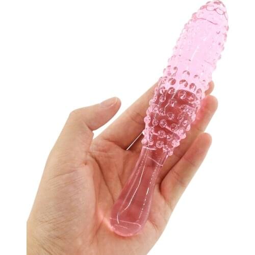 Crystal Penis Corn Shape Anal Plug AV Stick Sex Toys for Women Vagina Anus Dilator G Spot Massager Glass Dildo Butt Expand