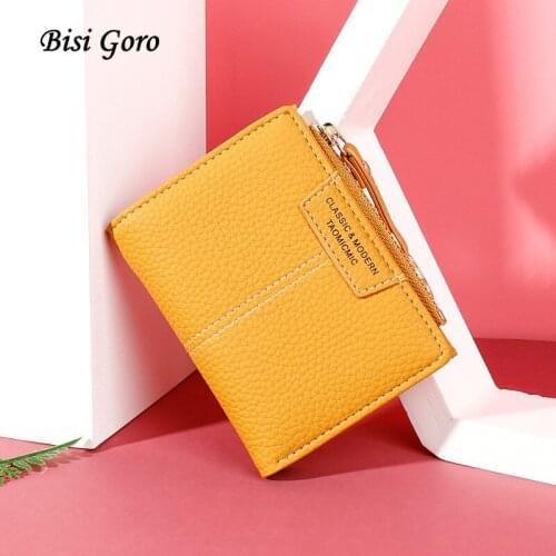 Bisi Goro New Womens Wallet Korean Multi-Functional Zero Bag Fashion Short Zipper Two Fold Wallet Female Bag Multi Color