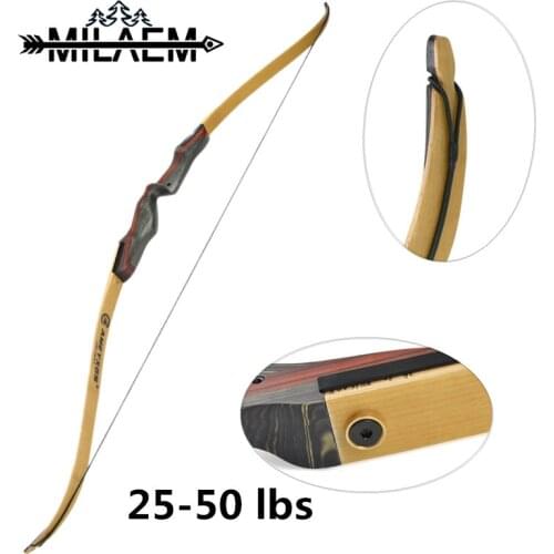 62" Archery Recurve Bow 25/30/35/40/45/50 lbs American Hunting Bow Wooden Bamboo Limbs Traditional Long Bow for Shooting/Hunting