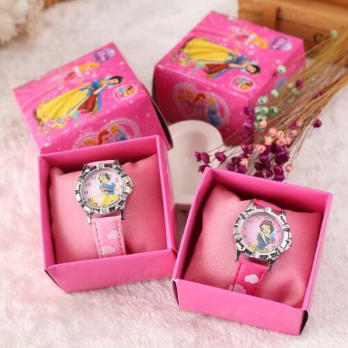Disney Princess Series fashion Childrens leather strap watch Childrens Quartz Watch student Snow White Watch girl Watch gift