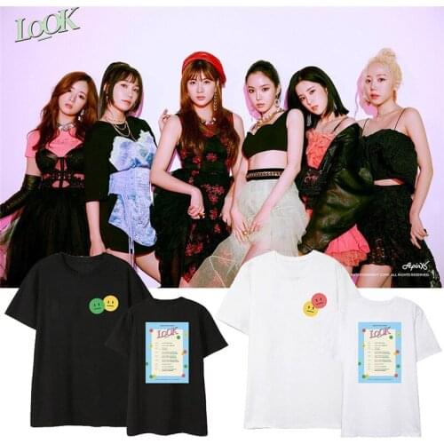 Harajuku Fashion Kpop APINK LOOK Album Shirts Hip Hop Streetwear Loose K-pop Clothes Tshirt T Shirt Short Sleeve Tops T-shirt
