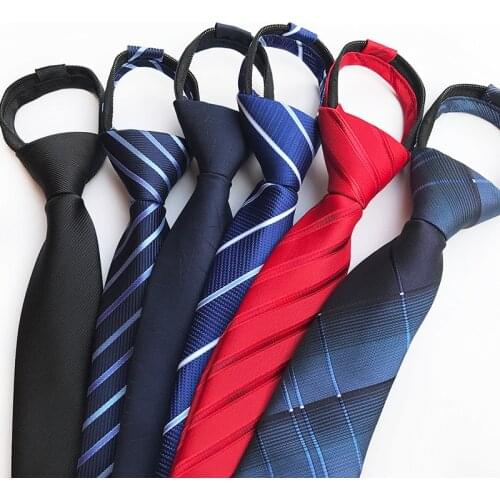 Men Zipper Jacquard Striped Plaid Work Team Group Narrow Lazy Necktie Formal Wedding Business Party Arrow Skinny Neck Tie Cravat