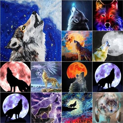 New 5D DIY Diamond Painting Wolf Diamond Embroidery Animal Cross Stitch Full Round Square Drill Manual Art Home Decor Gift