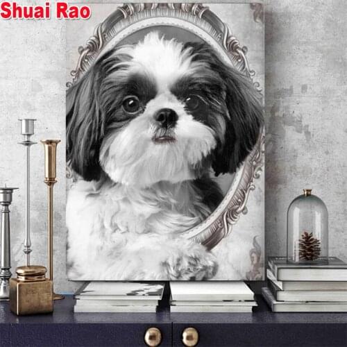 Shih tzu dog diamond painting cross stitch 5 d diy diamond mosaic full square/round diamond embroidery cute pet animal