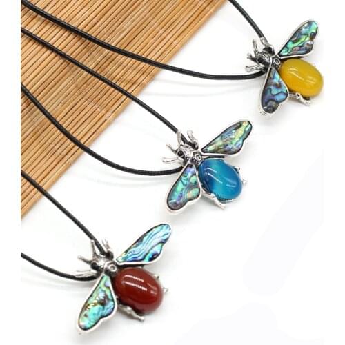 Natural Shell Alloy Pendant Personality Insect Necklace Handmade Crafts DIY Necklace Sweater Chain Jewelry Gem Making