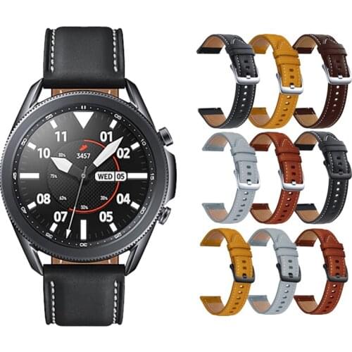 22mm Genuine Leather Strap Watchband For Samsung Galaxy Watch 3 45mm For Huawei Watch GT 2 / Pro / 2E / GT 46mm