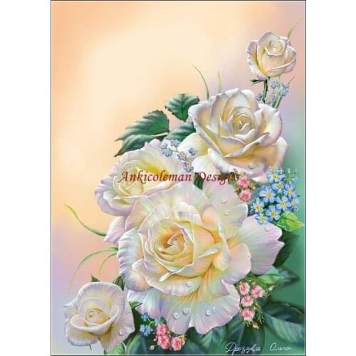 Needlework for embroidery DIY DMC High Quality - Counted Cross Stitch Kits 14 ct Oil painting - Delicate White Roses