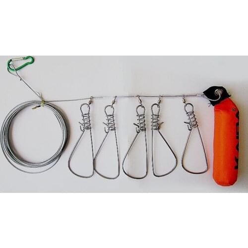 Stainless Steel 5 Meters Fishing Lock Buckle with Float Live Fish Lock Belt Fishing Tackle Tool