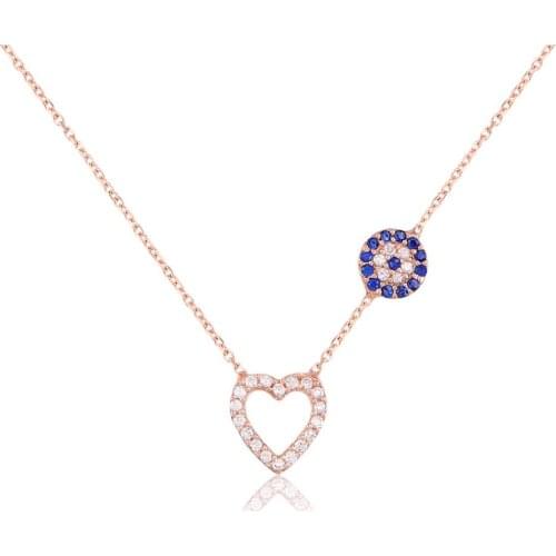 Silver, Heart and evil eye necklace, best present options for Your Loved Ones