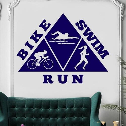 Switzerland Wall Decals Sports Wall Stickers RUN BIKE SWIM Wall Decals Decal Mural Vinyl Removable Ru-370