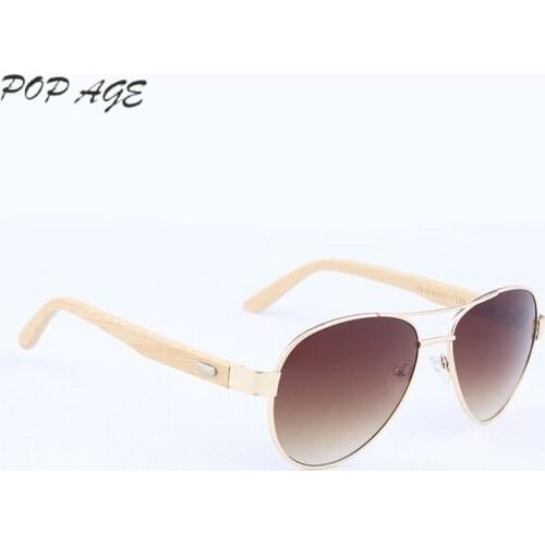 Aviador Sunglasses Women Brand Bamboo Sunglasses Gradient Brown 100% UV400 Glasses Multi Color Gold Frame Eyeglasses GB1001