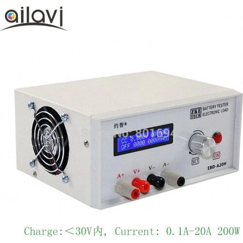 EBD A20H Battery Capacity Tester DC 0-30V Electronic Load Power Supply Adapter Test Equipment Discharger 20A