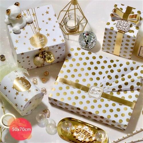 5PCS Gold Star Birthday Gift Wrapping Paper Gift Box Packing Material 50*70cm Festival Party Wrapping Paper Deco Supplies