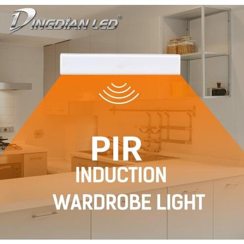 USB Rechargeable Automatic Sensor Night Light PIR Motion Sensor Wardrobe Light Under Cabinet Lighting Stick with Magnetic Strip