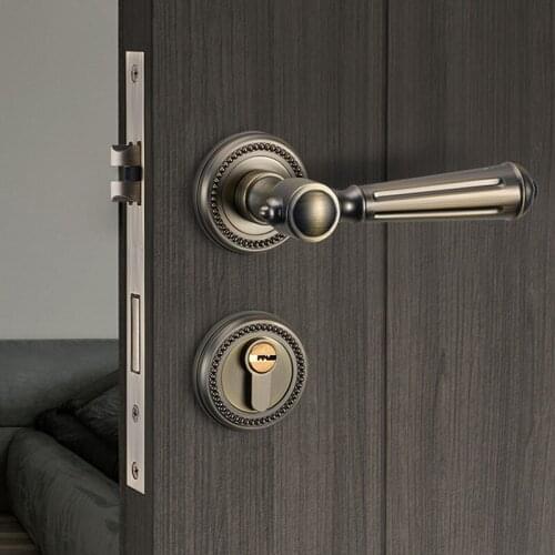 European Zinc Alloy Indoor Door Locks Bedroom Mute Security Door Handle Lock Home Universal Split Gate Lock Furniture Hardware