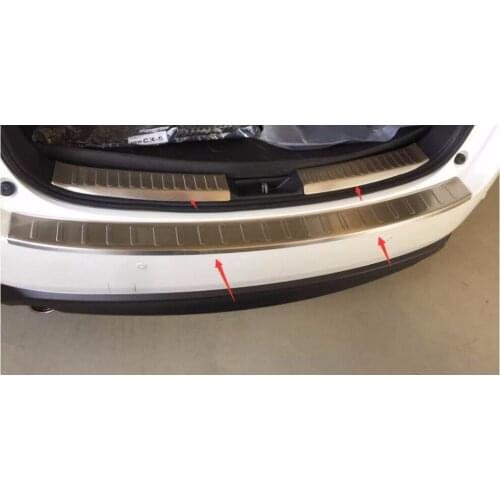 Car Interior Rear Door Sill Protector Trim 3PCS For Mazda CX-5 2017 2018 Trunk Bumper Plate Cover Stainless Steel Accessories