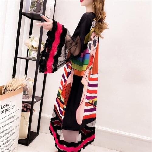 M-2XL Long T-shirt Skirt Loose Over The Knee Large Size Stitching Lace Half-sleeved Top Women Summer Dress Shirt Women Sexy