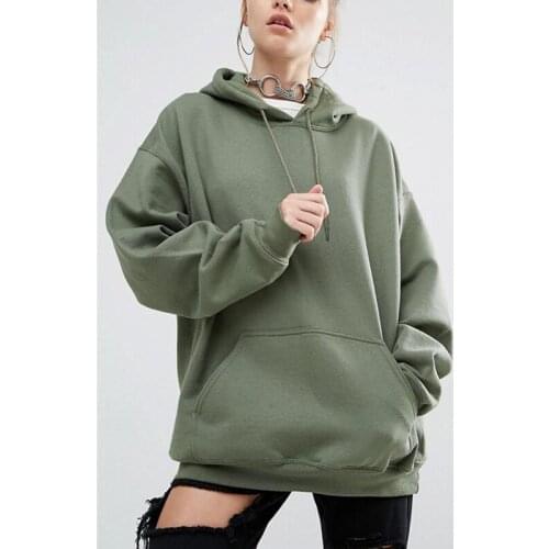 Women solid hooded sweatshirts loose long casual pullover tops hip hop style clothes with big pockets for ladies autumn oversize