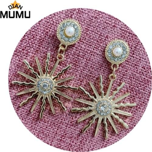 2021 New Exaggerated Drop Long Earrings for Women Big Pearl Round Earrings Wild Sun Earings Brincos Female Fashion Jewelry