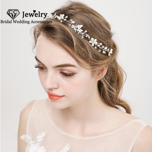CC Hairbands for Women Wedding Accessories Bridal Headdress Engagement Jewelry 100% Handmade Pearl Headband Headpiece Gift HS124
