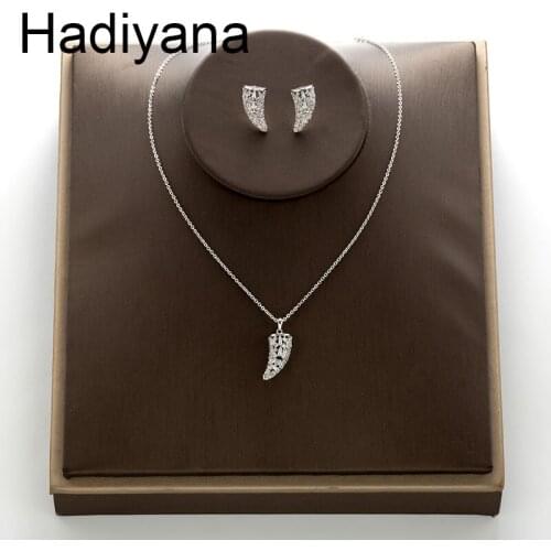 Hadiyana Zirconia Necklace earring geometric jewelry set for women Party wedding costume jewelry kits TZ5046