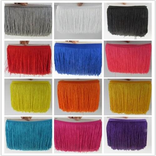100 Yards 20CM Long Lace Fringe Trim Polyester Tassel Fringe Trimming For Diy Latin Dress Stage Clothes Accessories Lace Ribbon