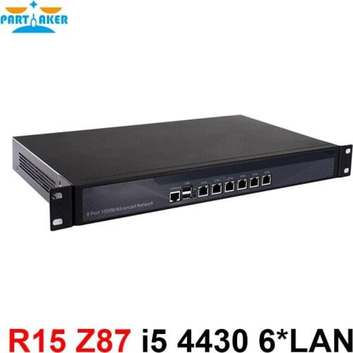 1U Firewall router hardware with 6 Gigabit 82574L LAN Intel Quad Core i5 4430 3.2G Wayos PFSense ROS support 2G Ram 32G SSD