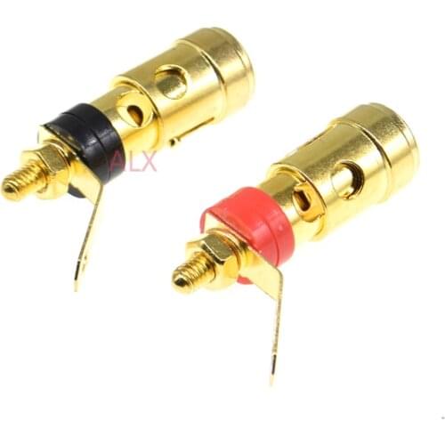 2Pcs 40MM Brass Speaker Binding Post Gold Plated Spring Loaded Press Terminal Connectors