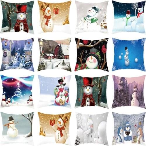 2019 Pillow Case 45*45 Christmas Printing Dyeing Print Pillowcase Polyester Cushion Pillow Cover Home