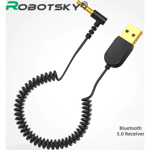 3.5mm Mini USB 2.0 Bluetooth V5.0 Adjustable Receiver Adapter Dongle Cable For Car Speaker AUX Interface Speaker
