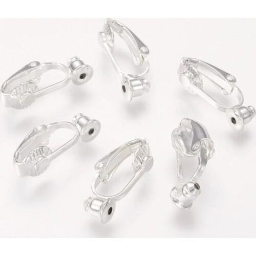 300pcs Brass Clip on Earring Converter Earring Findings Accessories Component Mixed Colors 19x6x9mm Hole: 1mm
