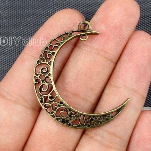40pcs- Antique Bronze Crescent Moon Connector or Dangle Charms, Moon Pendant 41x30mm