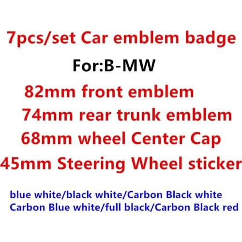 7pcs/set car Front Hood Emblem 82mm+Rear Badge 74mm+Wheel Hub Cap 68mm+steering wheel sticker 45mm cat styling