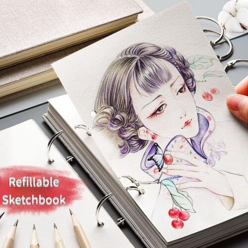 85 Sheet Sketchbook water color paper 8k Refillable A4 Notepad for Artist Portable Book Student 16k Diary Drawing Gift Art