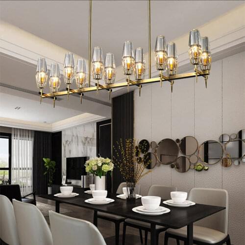 American RH E27 Led Pendant Lights Lustre Gold Metal Hanging Lamp Glass Shades Indoor Lighting Led Suspension Lamp Fixtures