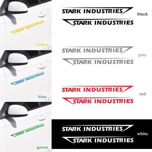 2pcs Car Sticker 10*70cm Stark Industries Car Body Stripes Stickers Vinyl Decal for Volvo XC60 V40 V60 S80 XC80 XC90 Car Stying